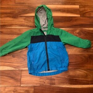 GAP Boys Colorblock Green Navy Blue Hooded Jacket